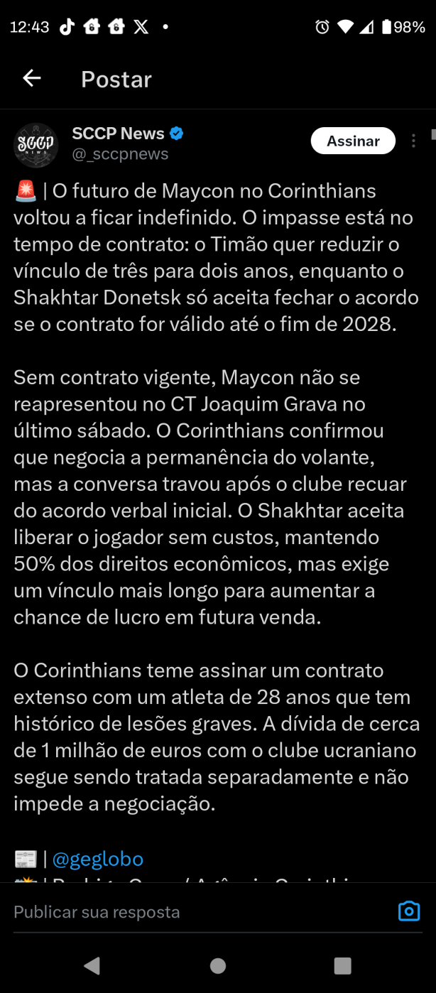 Revira volta na perman�ncia do Maycon