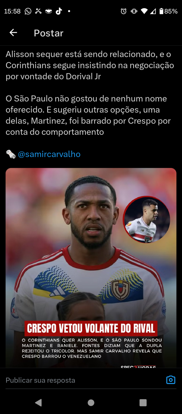 Crespo vetou Martinez