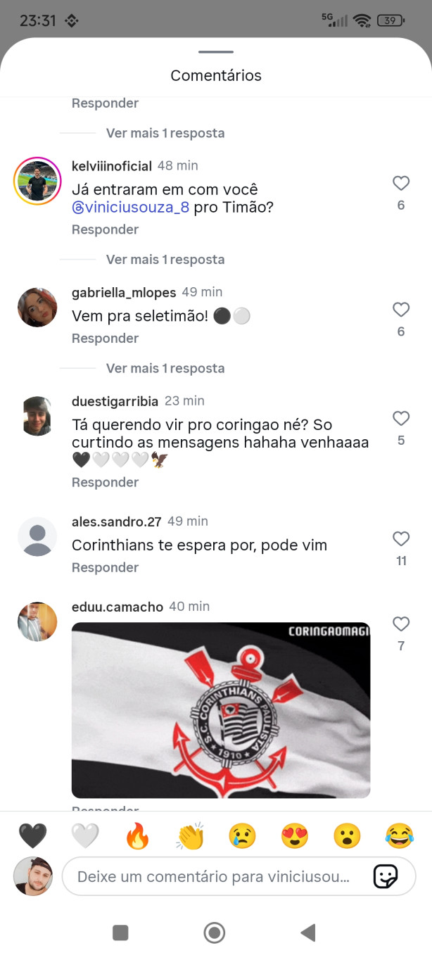 A fiel j� invadiu o Instagram do Vini Souza kkk