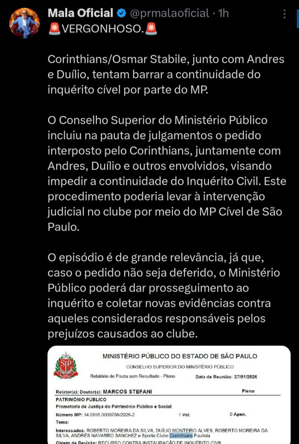🚨🚨🚨- ESCANDALOSO, Corinthians pede o arquivamento (Andr�s e...