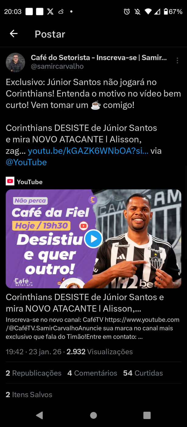 Corinthians desiste de Junior Santos