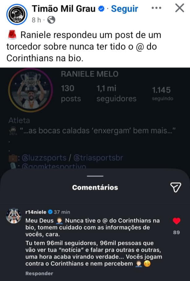 O Raniele se manifestou...