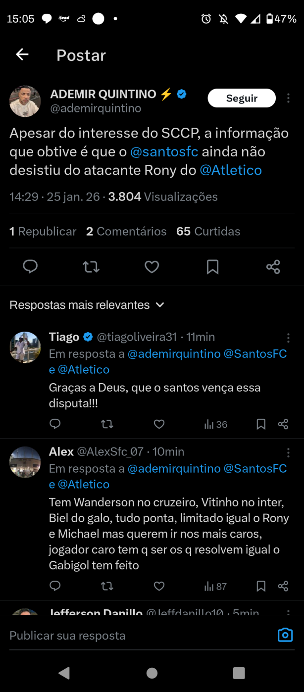 Santos n�o desistiu do Rony