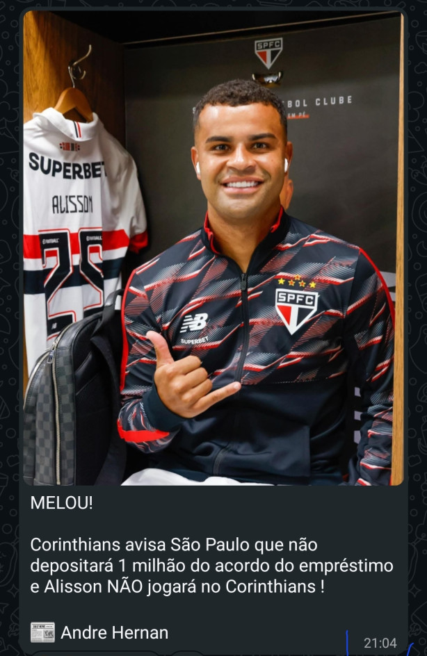 Alisson n�o vem mais