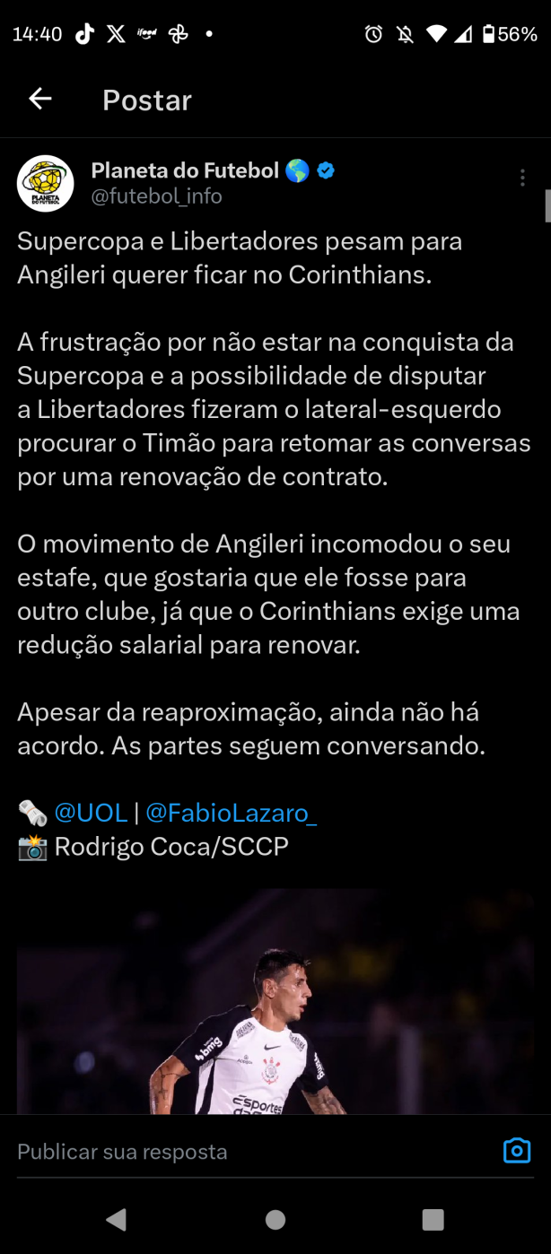Staff do Angileri � contra renova��o