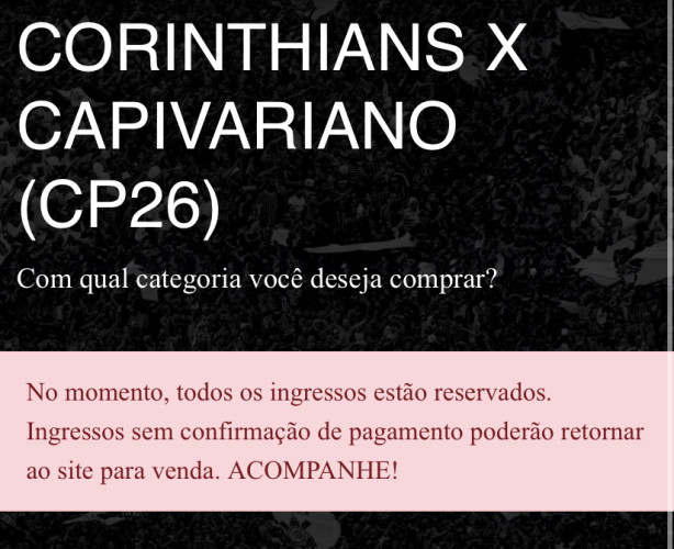 N�o consigo comprar ingresso
