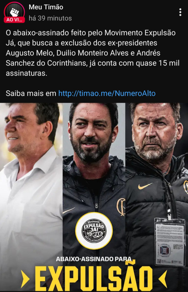 Precisa de abaixo assinado para expulsar Andr�s, Du�lio e Augusto