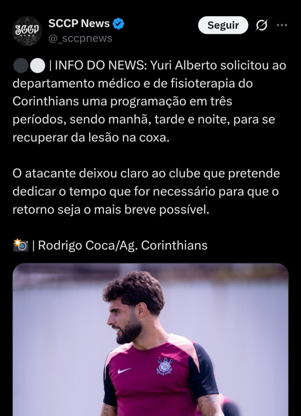 Yuri alberto volta antes do prazo! 🚨