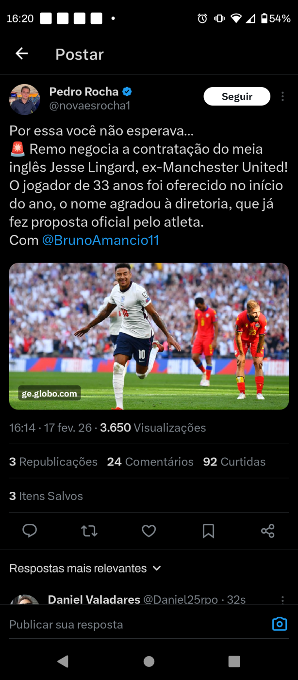 off - Remo em negocia��es com o Lingard