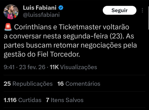 Corinthians vai retomar negocia��es com a TicketMaster