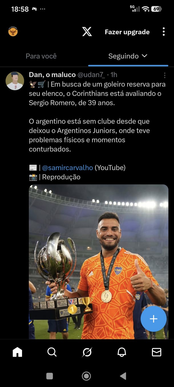 Sergio Romero sendo avaliado!