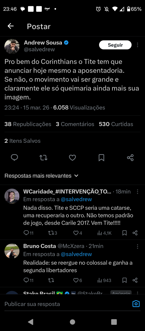 N�o demorou, j� come�aram a pedir o Tite