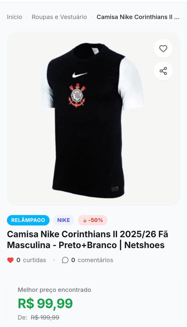 Desconto camisa Corinthians