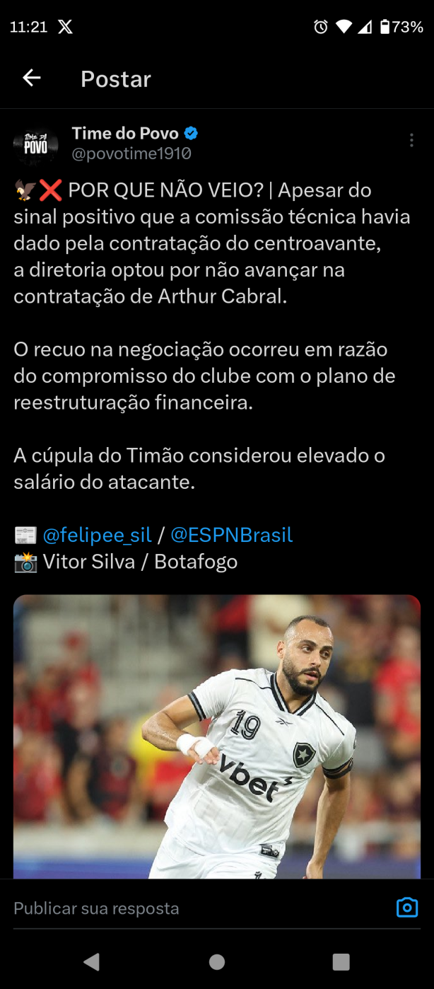 Info: Quest�es financeiras barrou Arthur Cabral