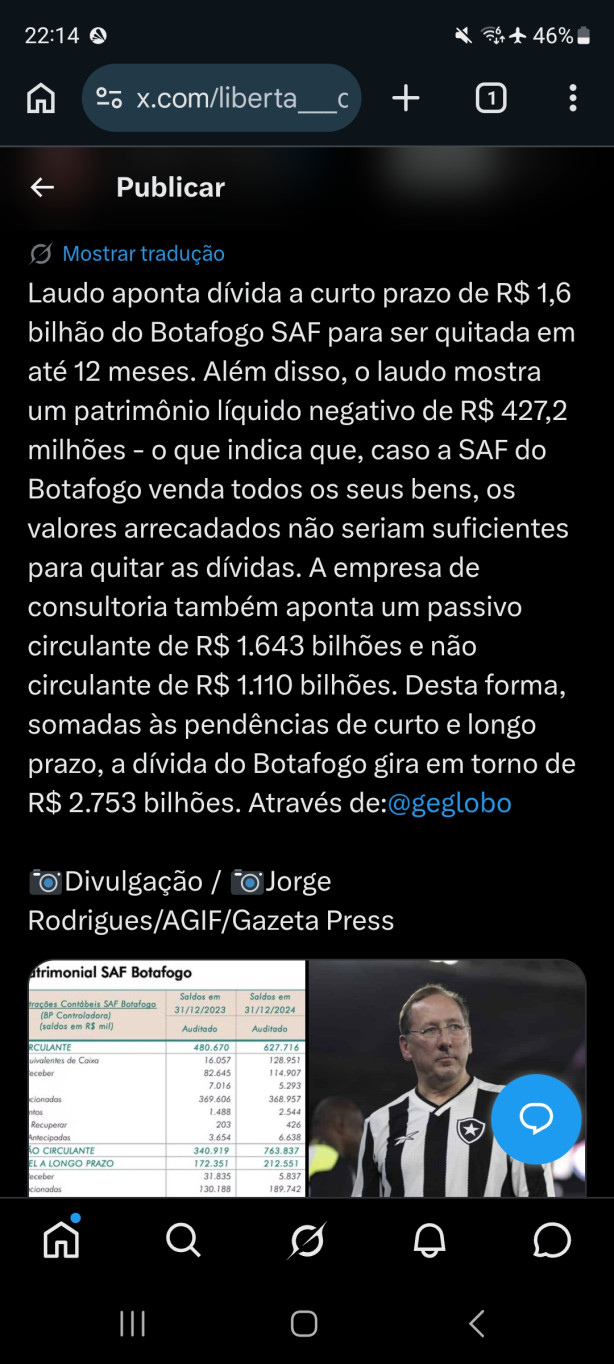 Que situa��o vive o Botafogo...