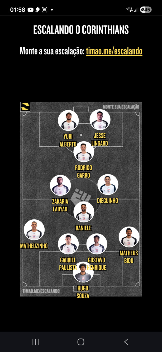 Meu time hoje: