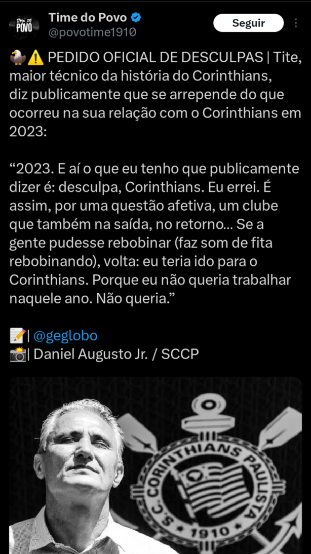Tite, vai tomar no seu *