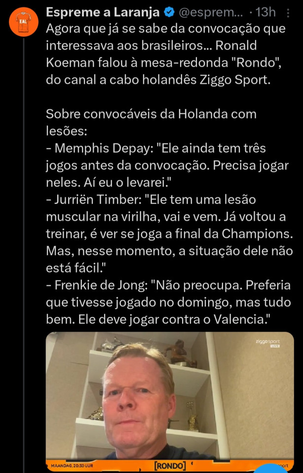 Ronald Koeman para Memphis: Precisa jogar!