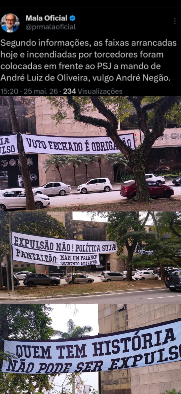 Olhe quem mandou colocar as faixas no PSJ a favor do Andr�s Sanchez kkkkkkkkkkk
