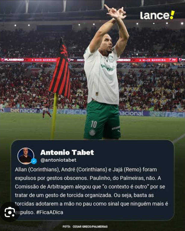 Gesto obsceno s� vale para o corinthians