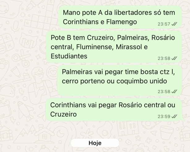 Eu cantei esse sorteio ontem � noite no grupo dos meus