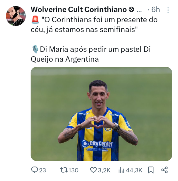 Fala de Di Maria sobre o Corinthians repercute entre torcedores