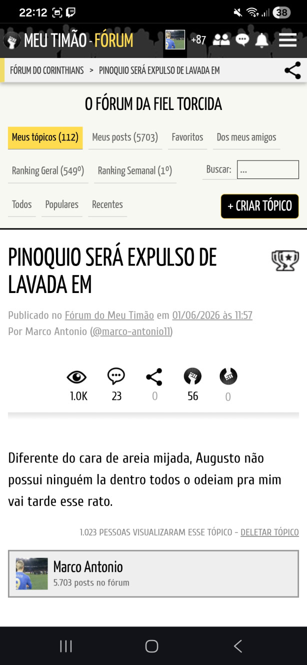 Eu disse anteriormente