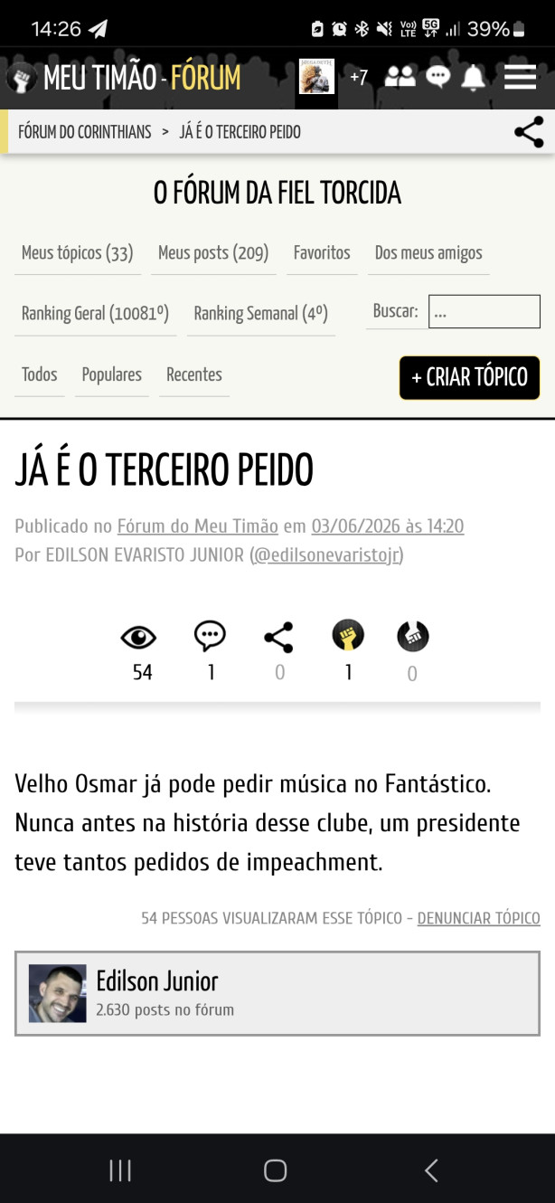 J� � o terceiro peido?
