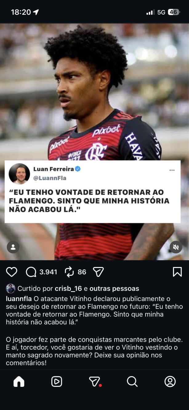 Vitinho no flamidia?