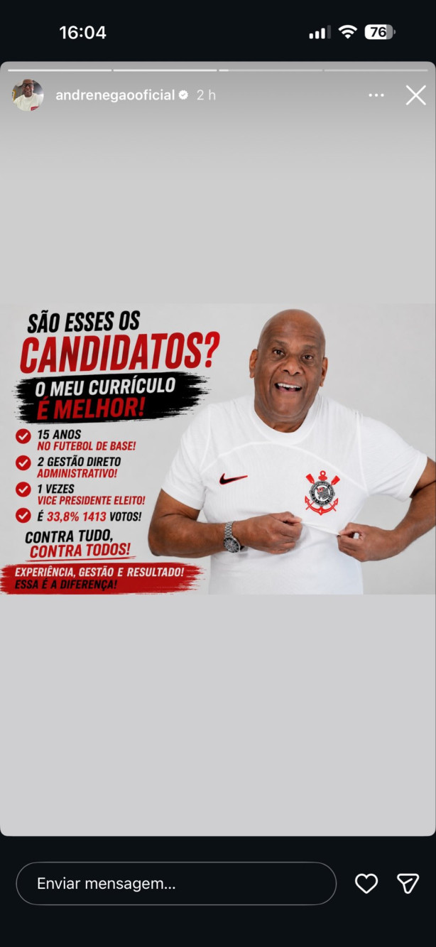 bomba! Andr� Neg�o novamente se candidata a presid�ncia do Corinthians!