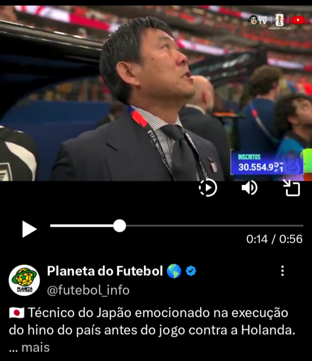 T�cnico do Jap�o chorando durante o hino