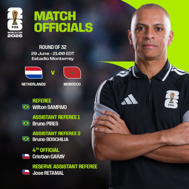 �rbitro brasileiro no jogo do Depay
