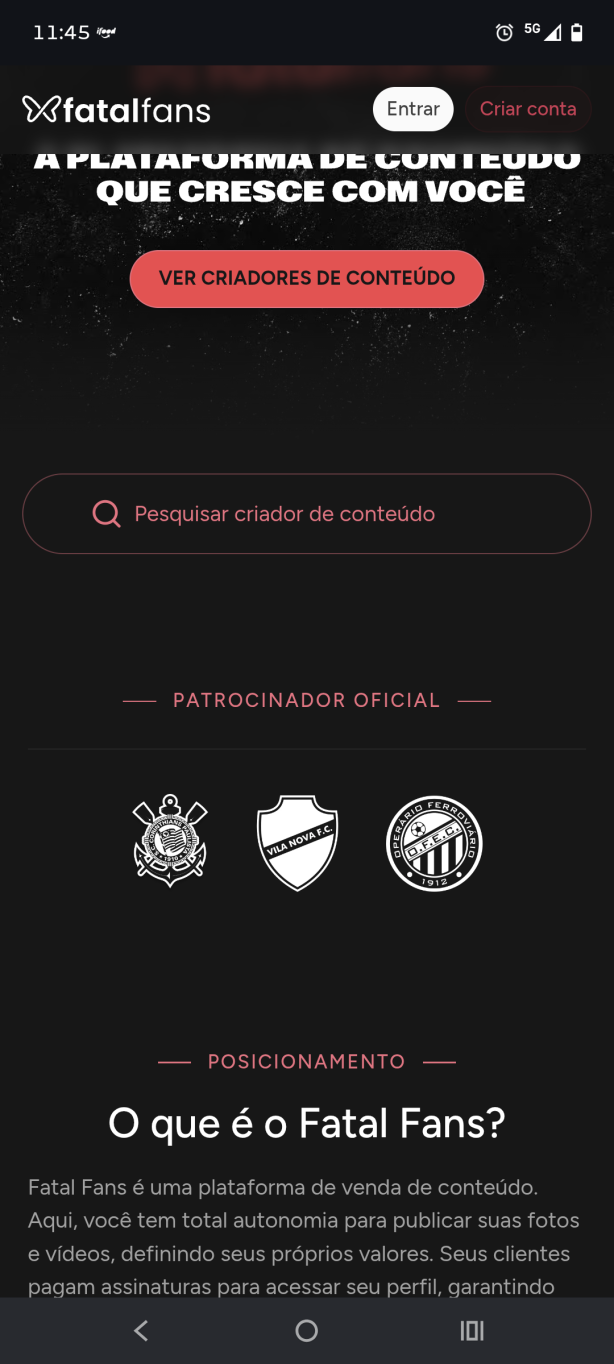 Entrei no site fatal fans