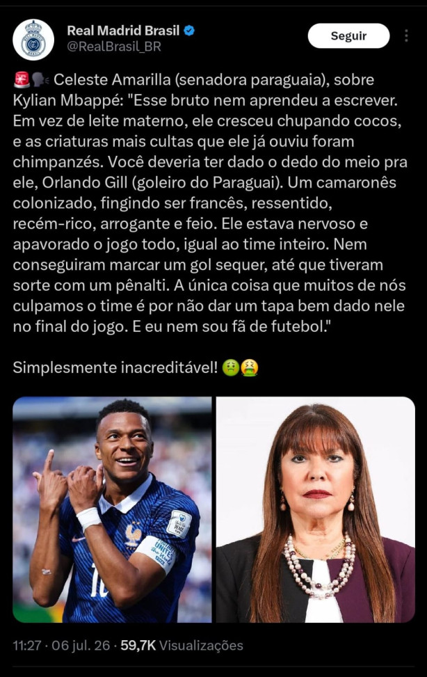 Mbappe sofrendo racismo