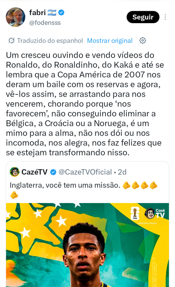 Argentino humilha o Brasil