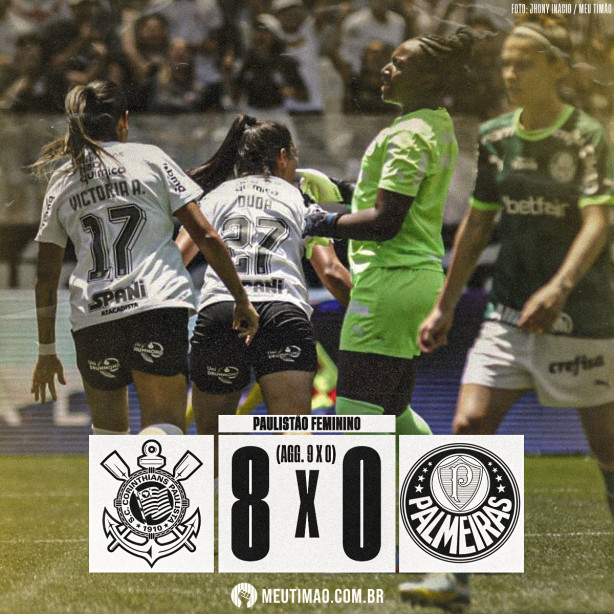 Corinthians faz 8 a 0 e atropela Palmeiras no Paulistão Feminino