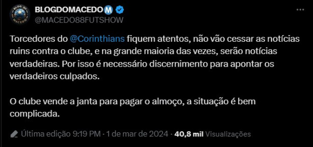 O inferno do Corinthians tá só começando!