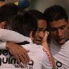 Os jogadores do Corinthians comemoram o gol, marcado com menos de 1 minuto de bola rolando