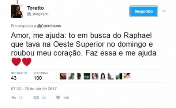 Torcedora pediu ajuda ao Corinthians pelo Twitter
