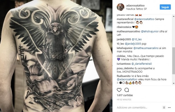Nova tatuagem de Balbuena: Gavio