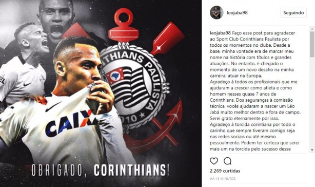 Lo Jab se despediu do Corinthians nas redes sociais
