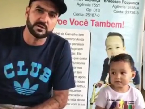 Danilo gravou um vdeo no Instagram para pedir doaes ao pequeno Arthur