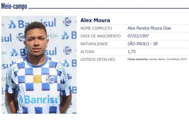 Alex Moura estava emprestado ao pequeno So Jos, do Rio Grande do Sul