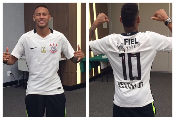 Neymar recebeu camisa do Corinthians h� quatro anos, na ocasi�o da Olimp�ada do Rio