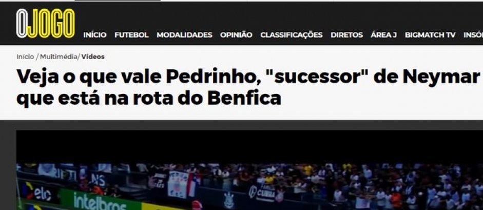 Jornal colocou vdeo com lances de habilidade do corinthiano para justificar o interesse do Benfica