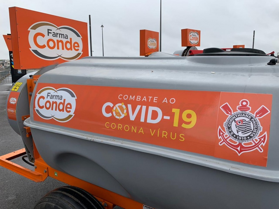 Corinthians e Farma Conde realizam pulverizao em Itaquera para combater coronavrus