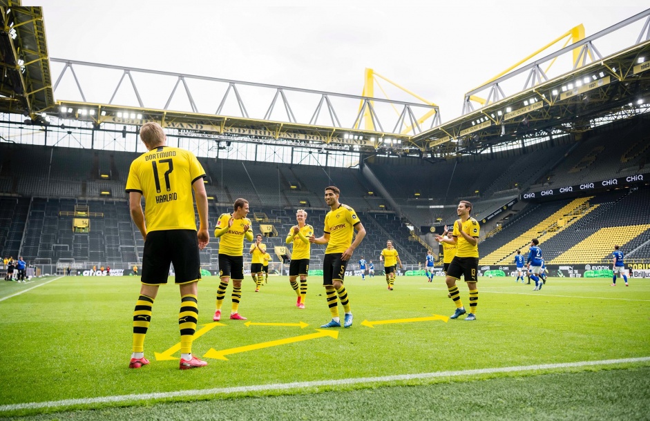 Borussia Dortmund foi uma das primeiras equipes a entrar em campo; seis partidas marcaram a retomada do futebol alemo