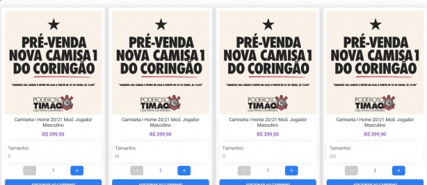 Pr�-venda da nova camisa do Corinthians confirma o reajuste nos valores