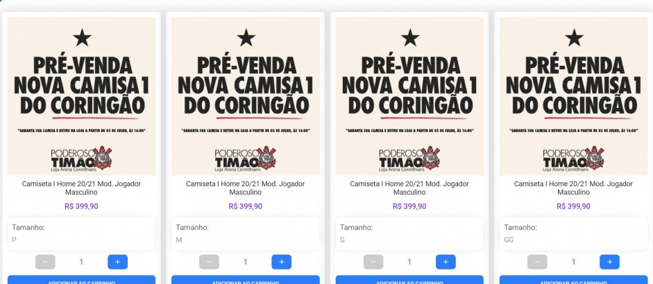 Pr-venda da nova camisa do Corinthians confirma o reajuste nos valores