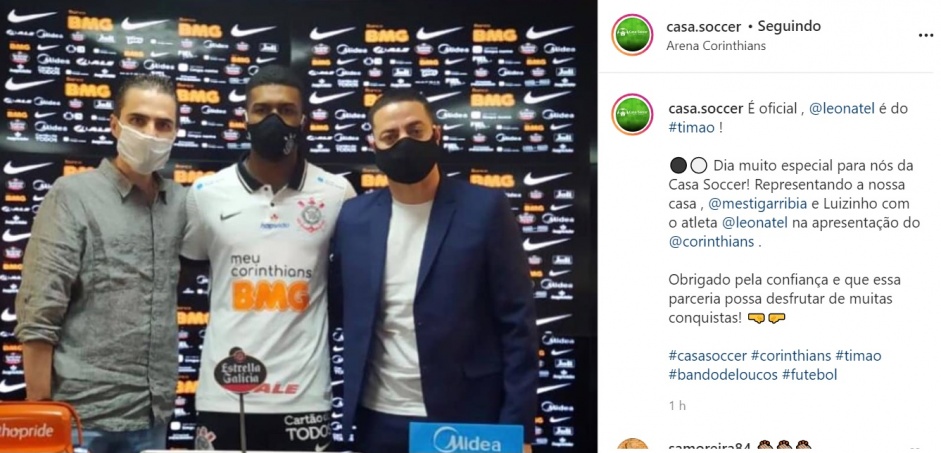 Luisinho Piracicaba e Marquinhos Estigarribia, representantes da Casa Soccer, estiveram com Lo Natel na manh desta quinta-feira no CT Joaquim Grava